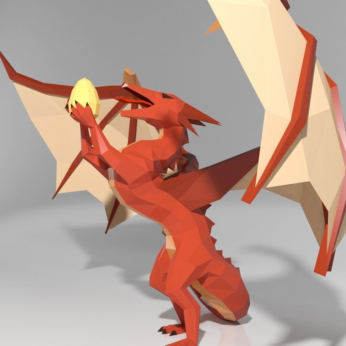 Dragon low poly style Low-poly 3D model_1