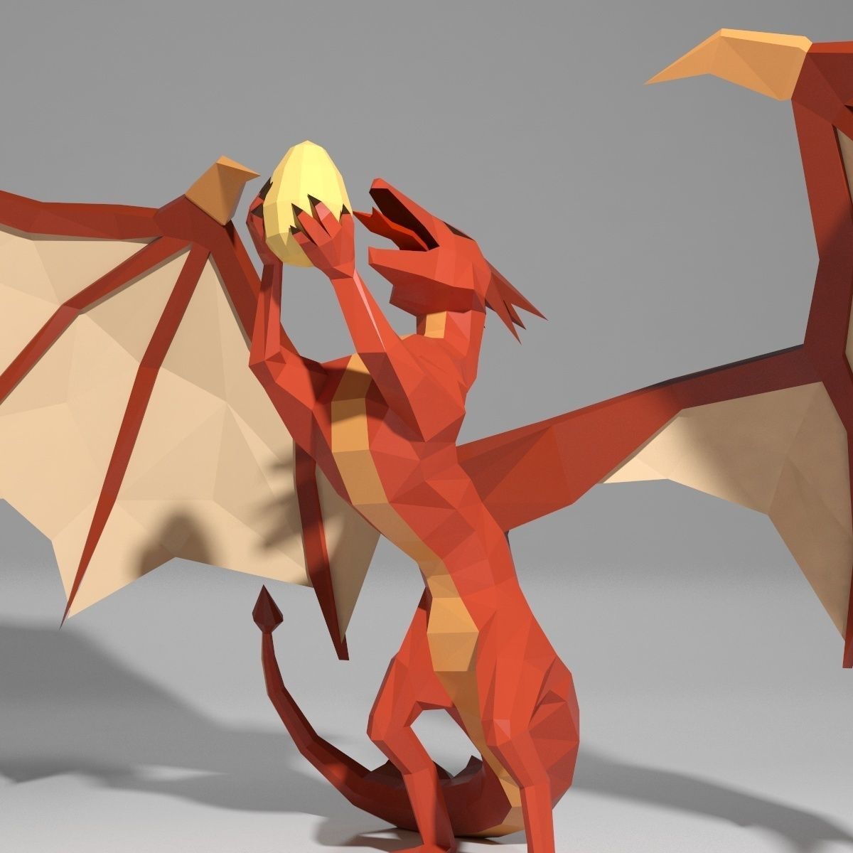 Dragon low poly style Low-poly 3D model_3