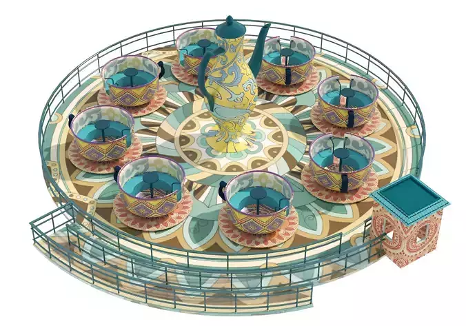 Tea Cup Carousel Low-poly 3D model