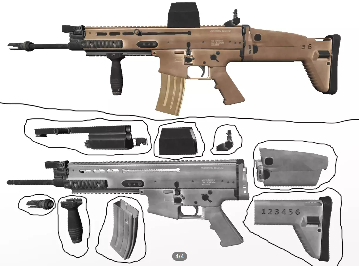 SCAR-L Low-poly 3D model_1