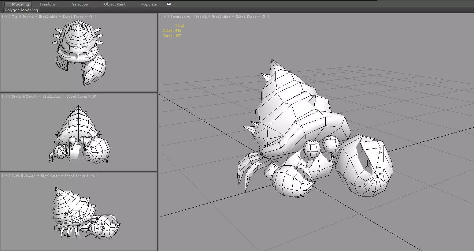 Cartoon hermit crab Low-poly 3D model_6