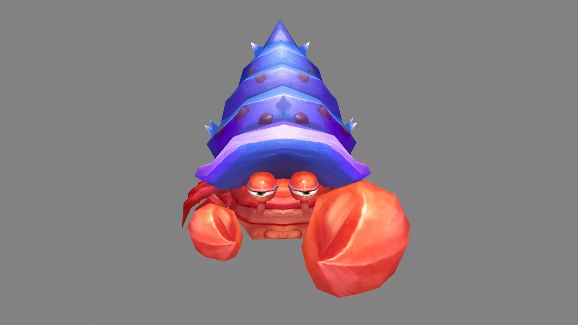 Cartoon hermit crab Low-poly 3D model_1