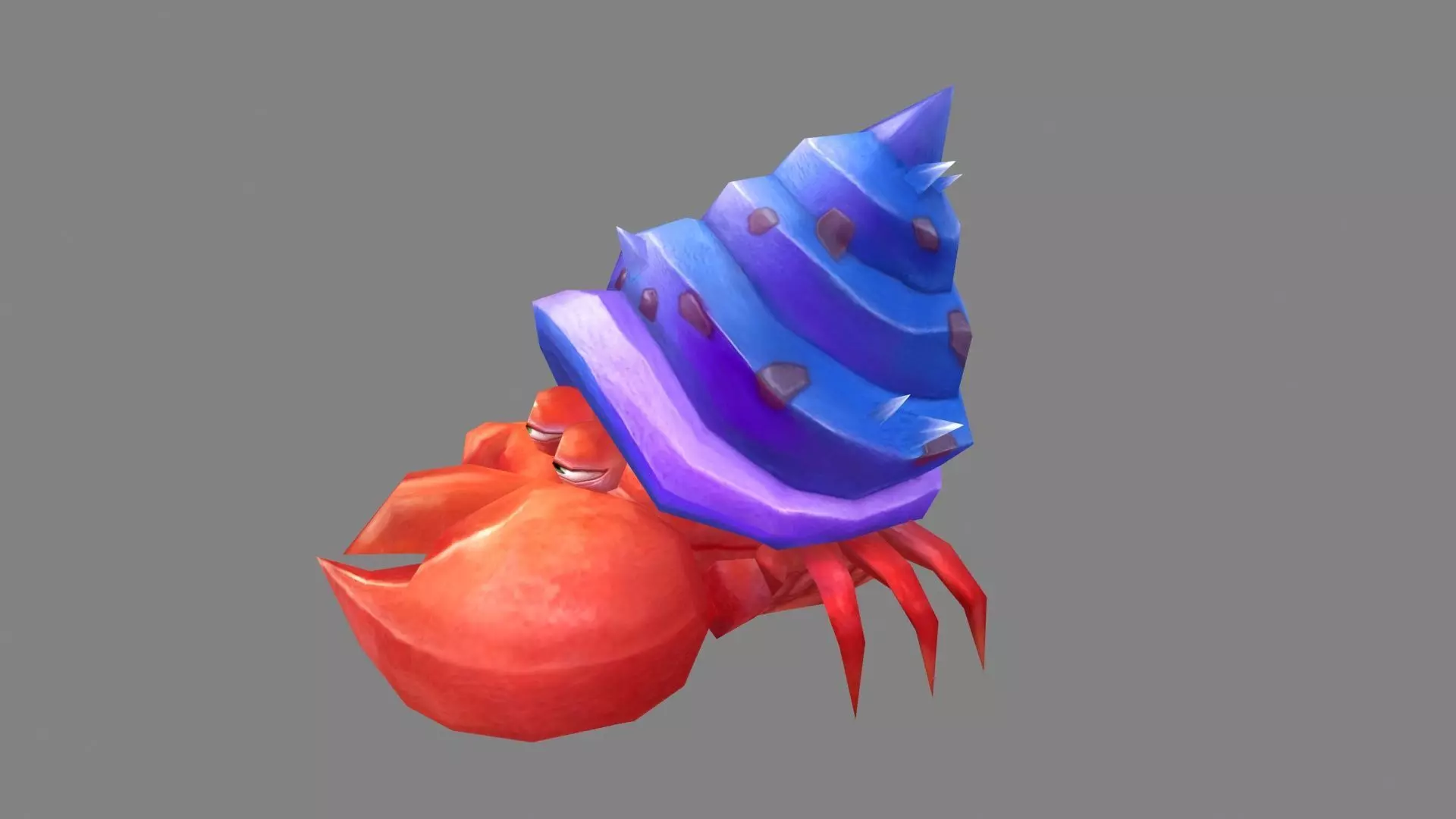Cartoon hermit crab Low-poly 3D model_2