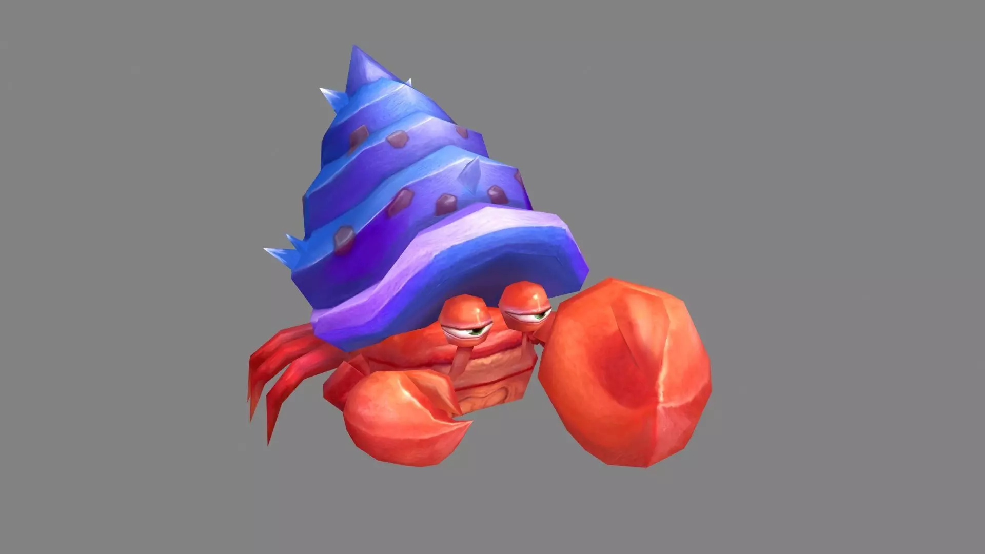Cartoon hermit crab Low-poly 3D model_0