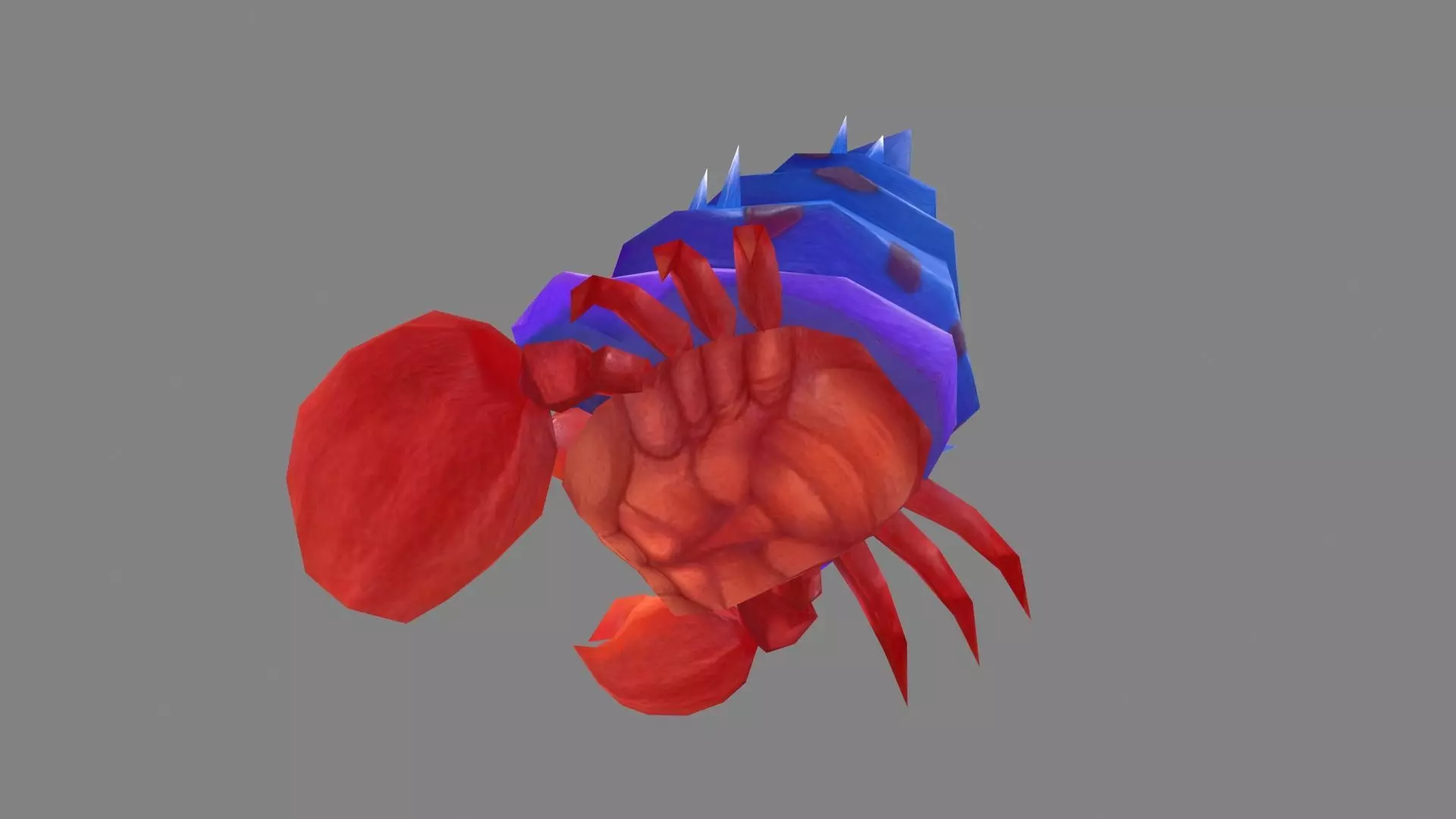 Cartoon hermit crab Low-poly 3D model_3