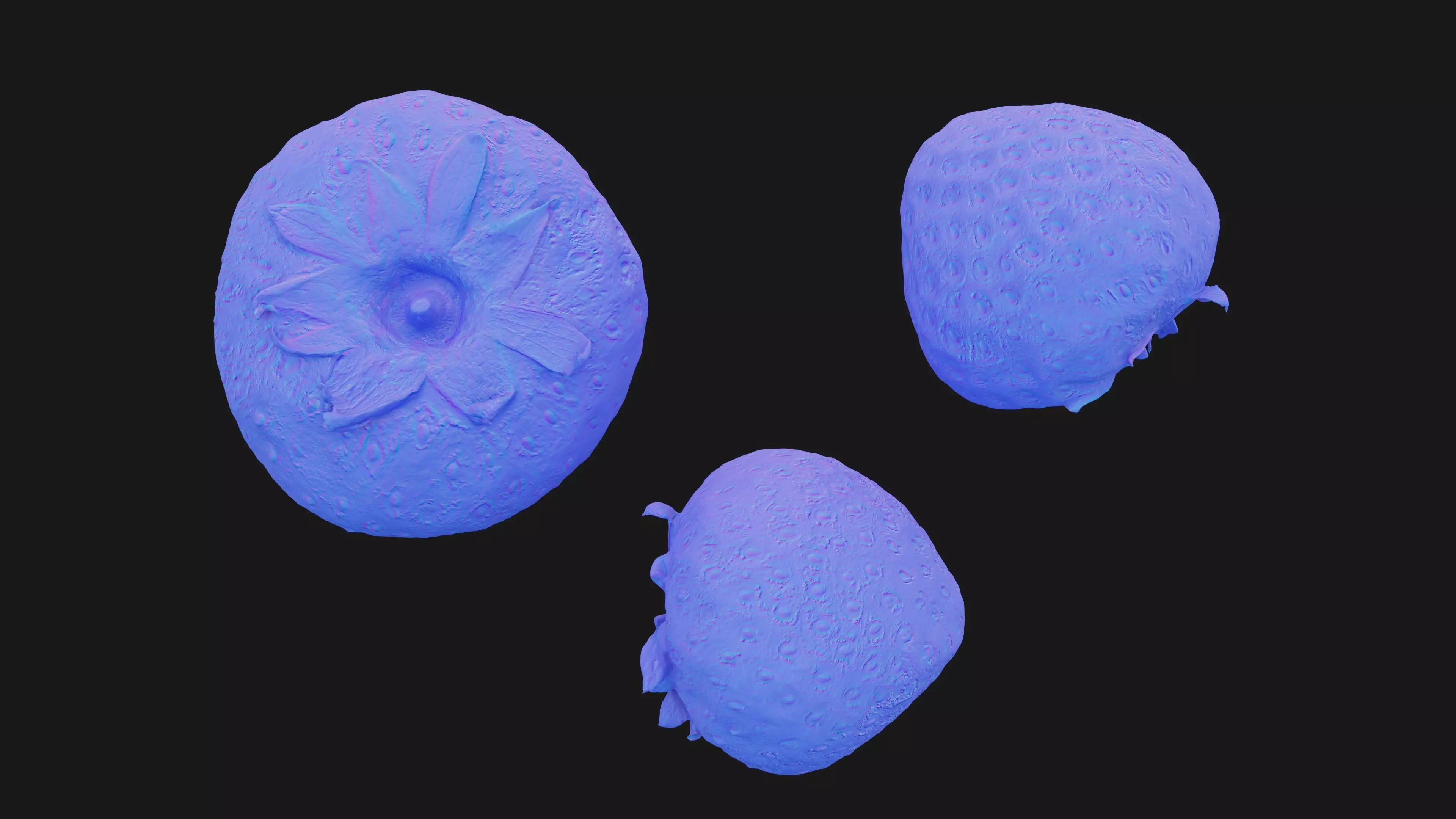 Scanned Strawberry Berry Low-poly 3D model_17