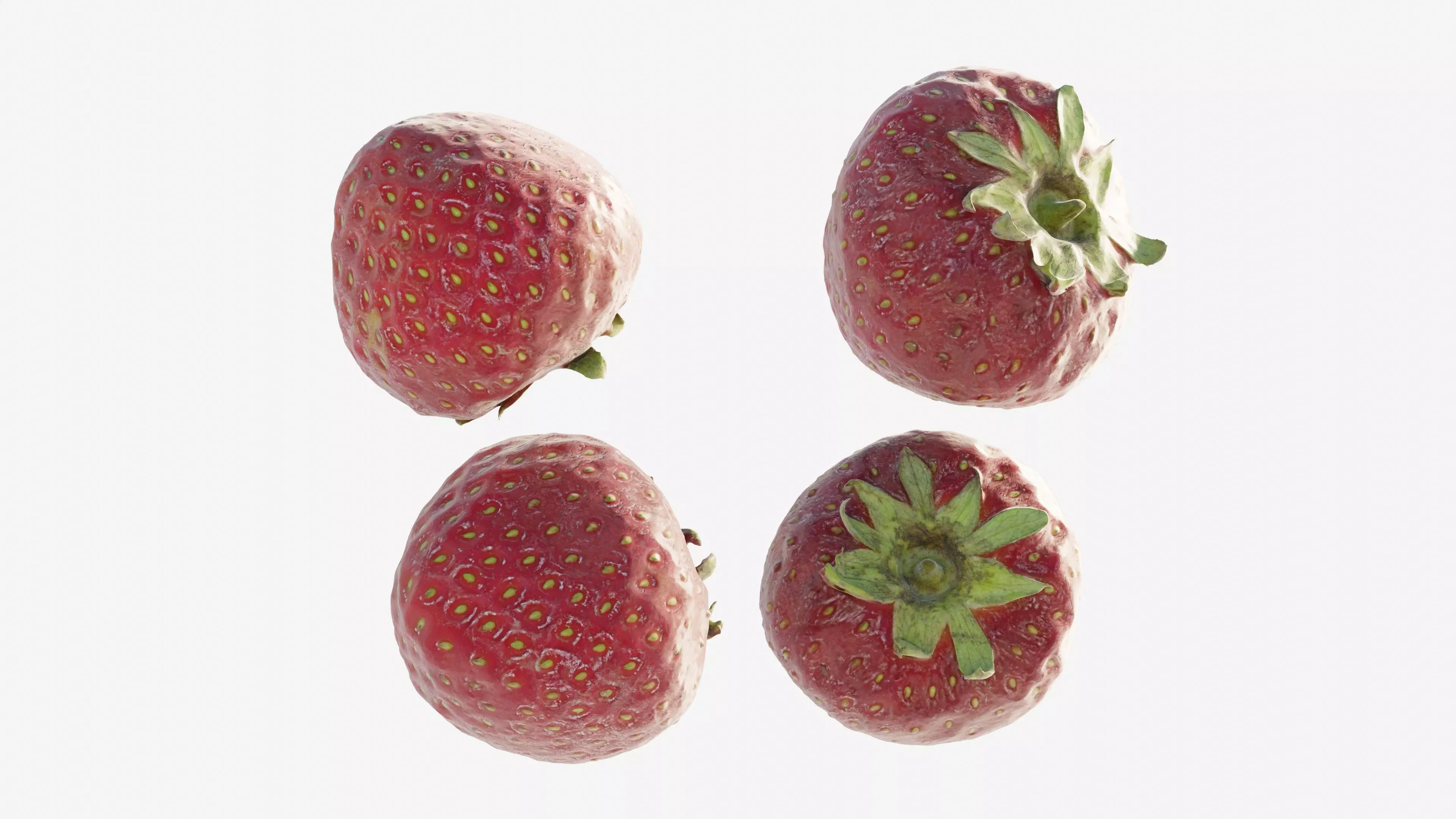 Scanned Strawberry Berry Low-poly 3D model_14