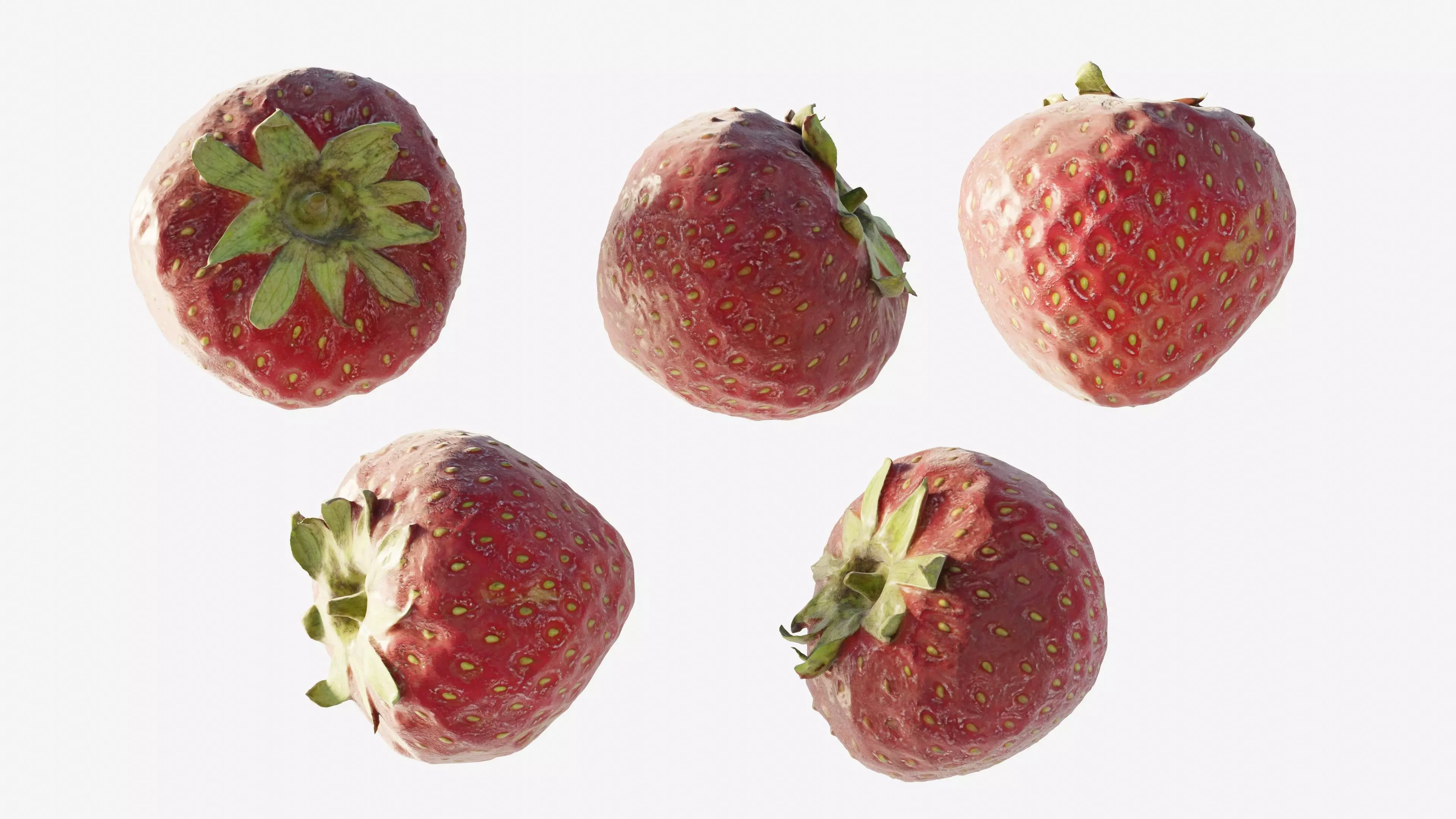Scanned Strawberry Berry Low-poly 3D model_3