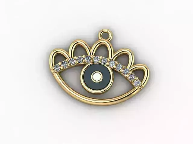 Enameled Eye Pendant