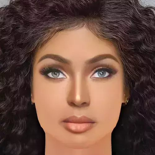 Amara La Negra Head - No Hair - Low poly head for game