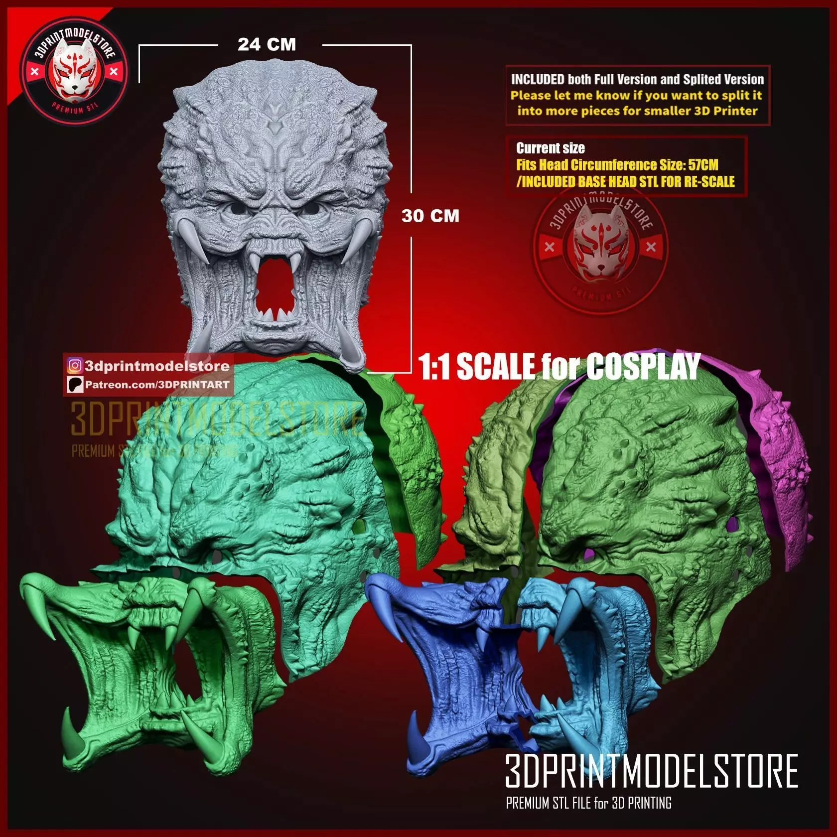 Predator Badlands Mask - Halloween Cosplay Helmet 3D print model_5