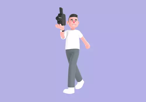 Stylized 3D Male Photographer Walking Sideways-Cartoon Character 3D model_1