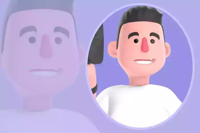 Stylized 3D Male Photographer Walking Sideways-Cartoon Character