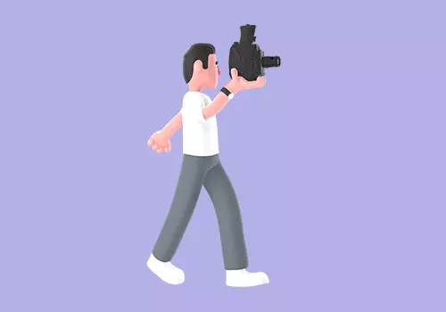Stylized 3D Male Photographer Walking Sideways-Cartoon Character 3D model_4