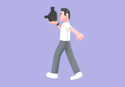 Stylized 3D Male Photographer Walking Sideways-Cartoon Character 3D model_2