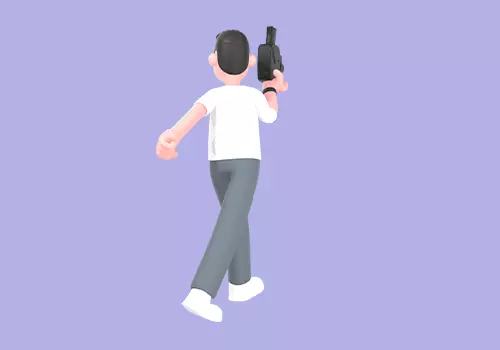 Stylized 3D Male Photographer Walking Sideways-Cartoon Character 3D model_3