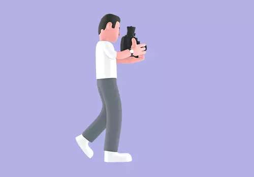Stylized 3D Male Photographer Filming Forward-Cartoon Character 3D model_4