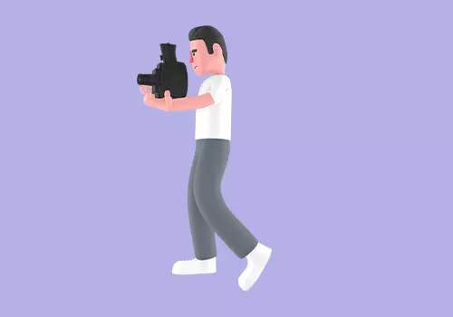 Stylized 3D Male Photographer Filming Forward-Cartoon Character 3D model_2
