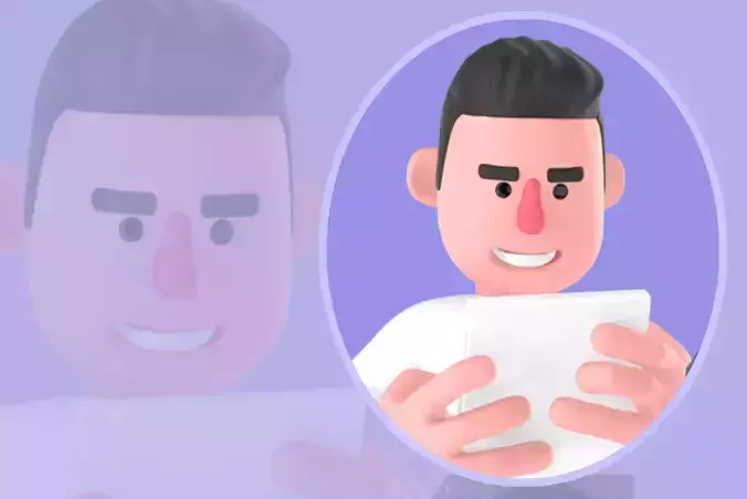 Stylized 3D Male Photographer with Tablet - Cartoon Character