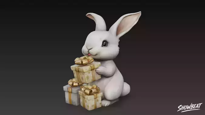 Christmas Bunny with Gift