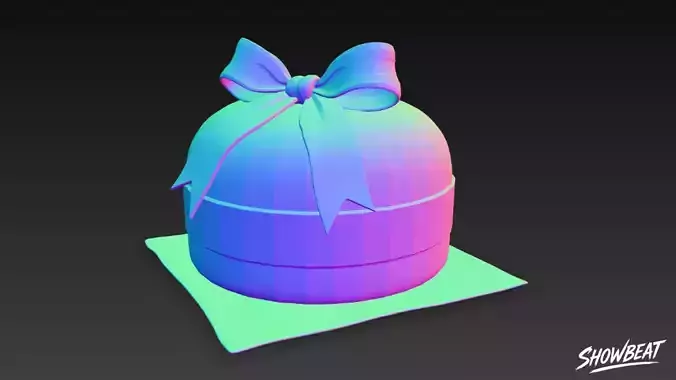 Festive Ribbon Cake Low-poly 3D model 7