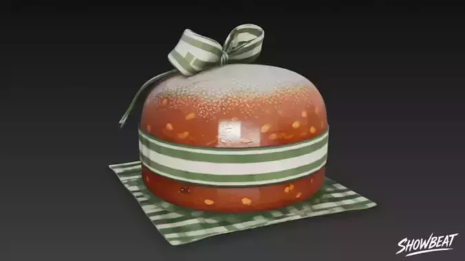 Festive Ribbon Cake Low-poly 3D model 3
