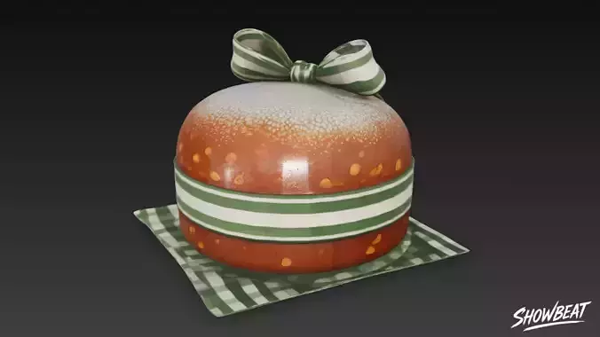 Festive Ribbon Cake Low-poly 3D model 4