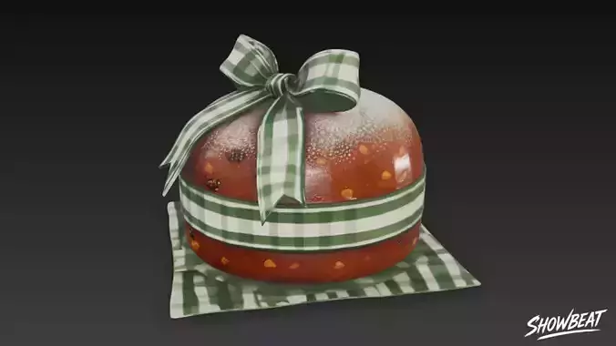Festive Ribbon Cake Low-poly 3D model 2