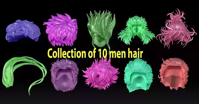 Collection of 10 men hair