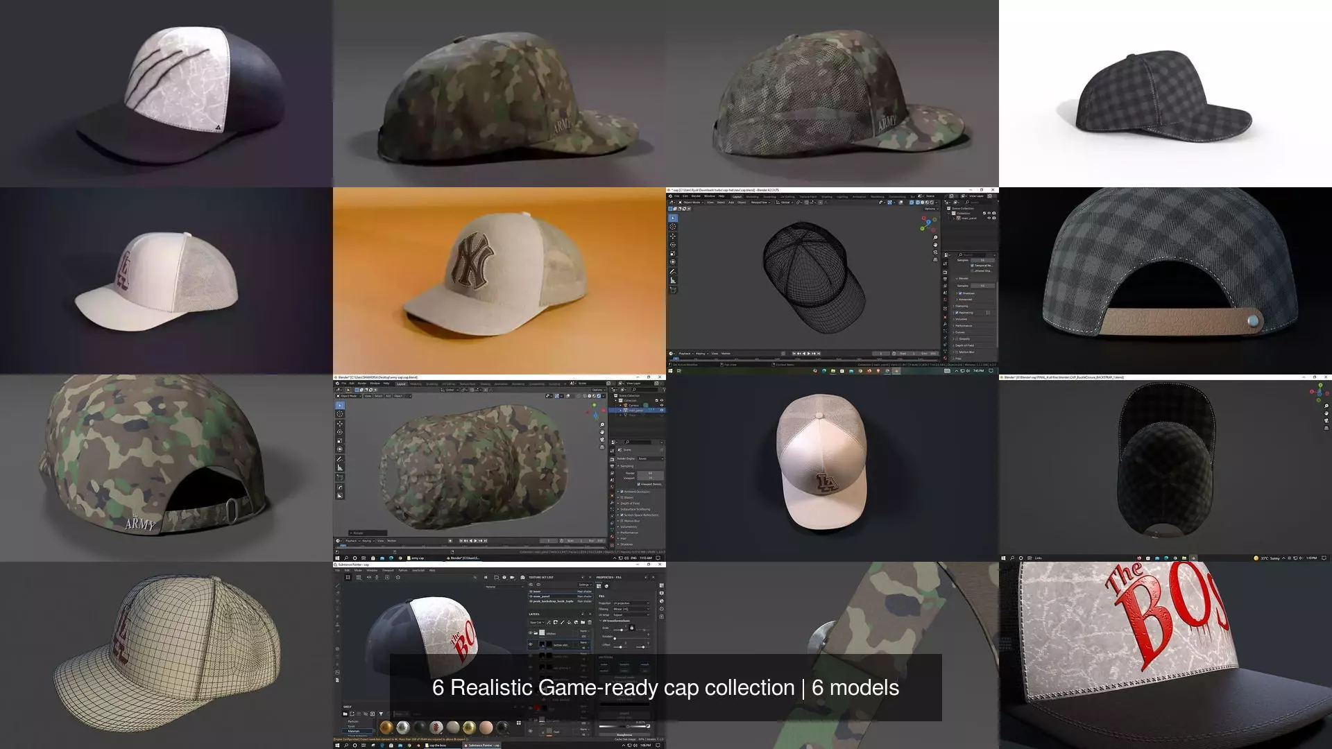 6 Realistic Game-ready cap collection _0