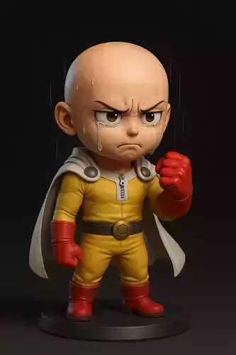 Saitama The Hero of One Punch Chibi 3D Figurine