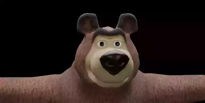 Cute Stylized Bear Low Poly Animal Model