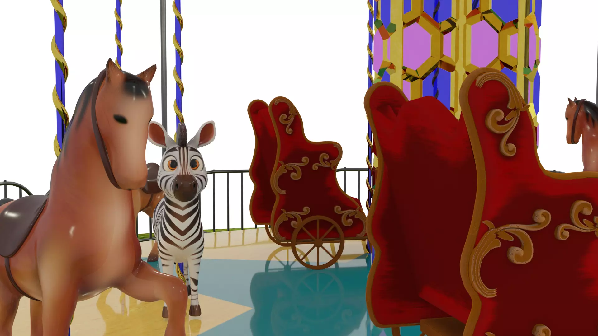 Carousel Ride Low-poly 3D model_5