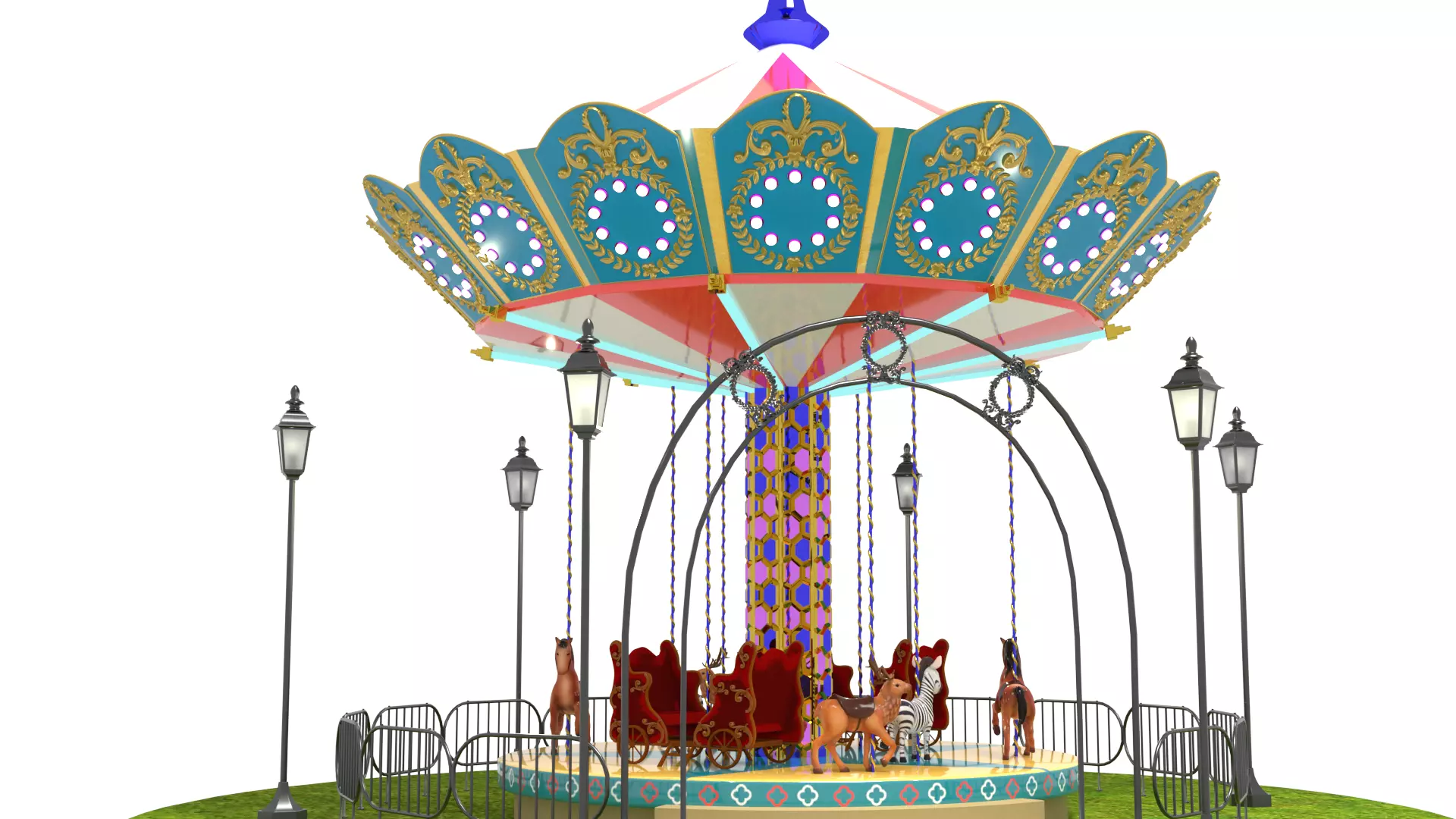 Carousel Ride Low-poly 3D model_1