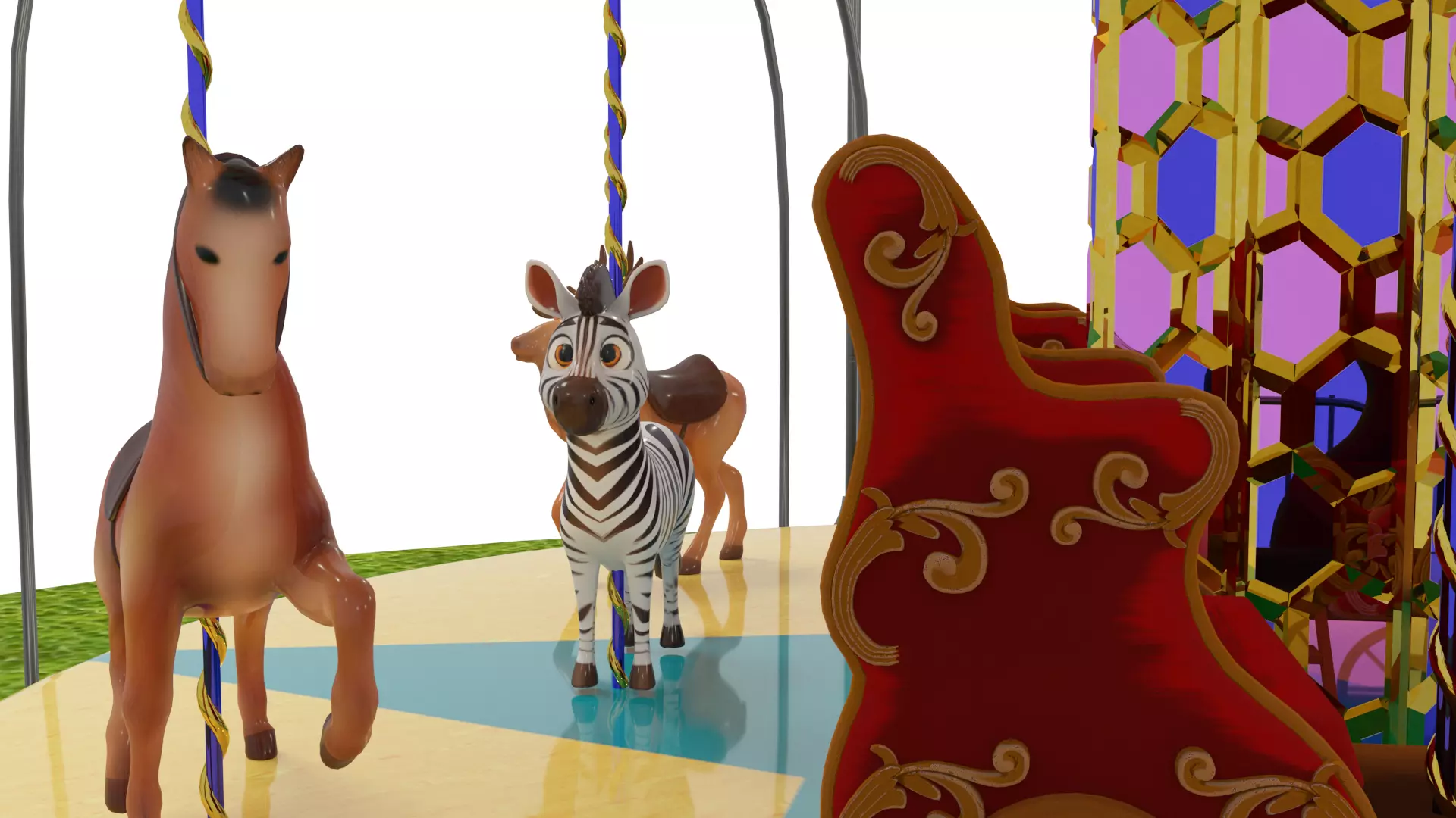Carousel Ride Low-poly 3D model_6