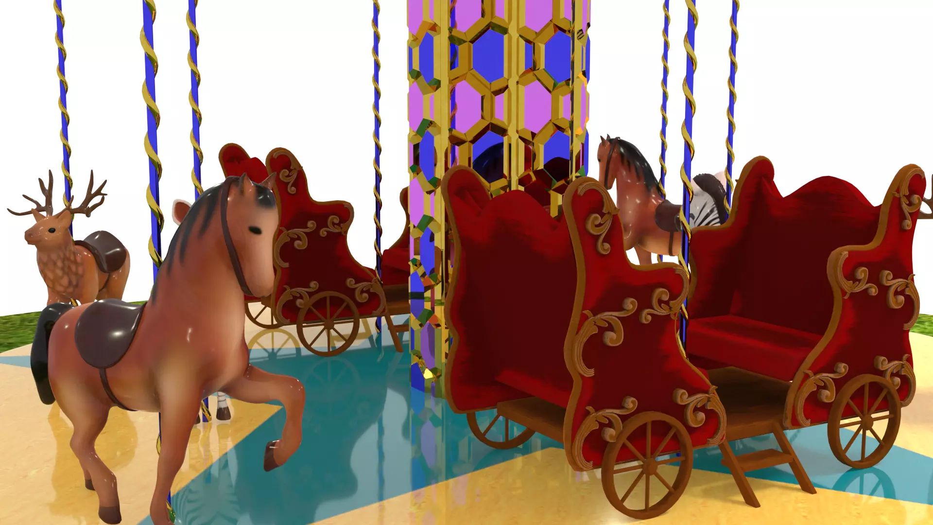 Carousel Ride Low-poly 3D model_4