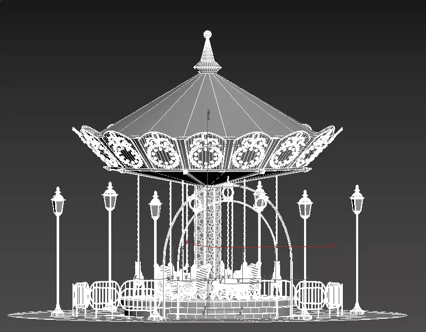 Carousel Ride Low-poly 3D model_12