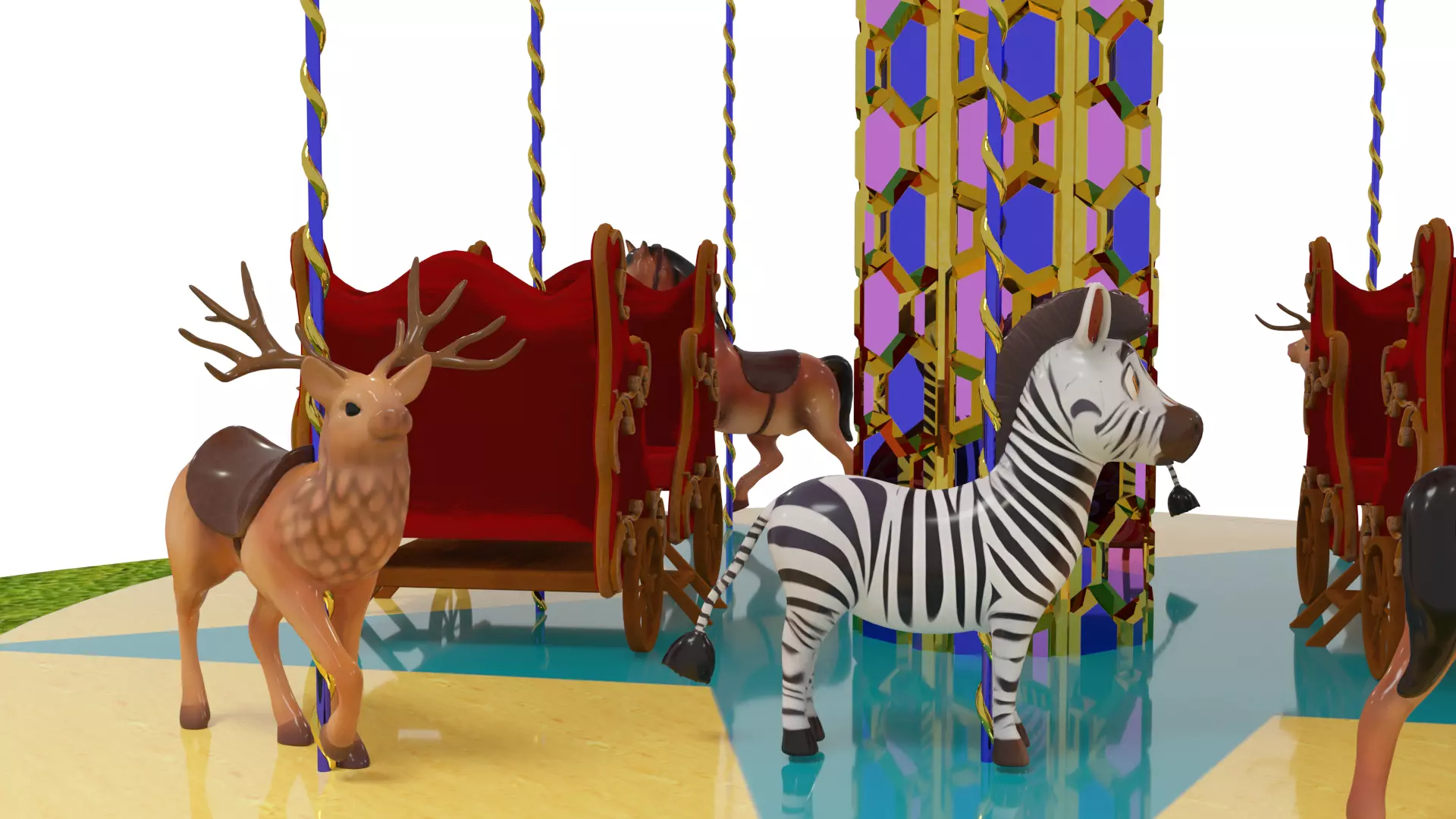 Carousel Ride Low-poly 3D model_8
