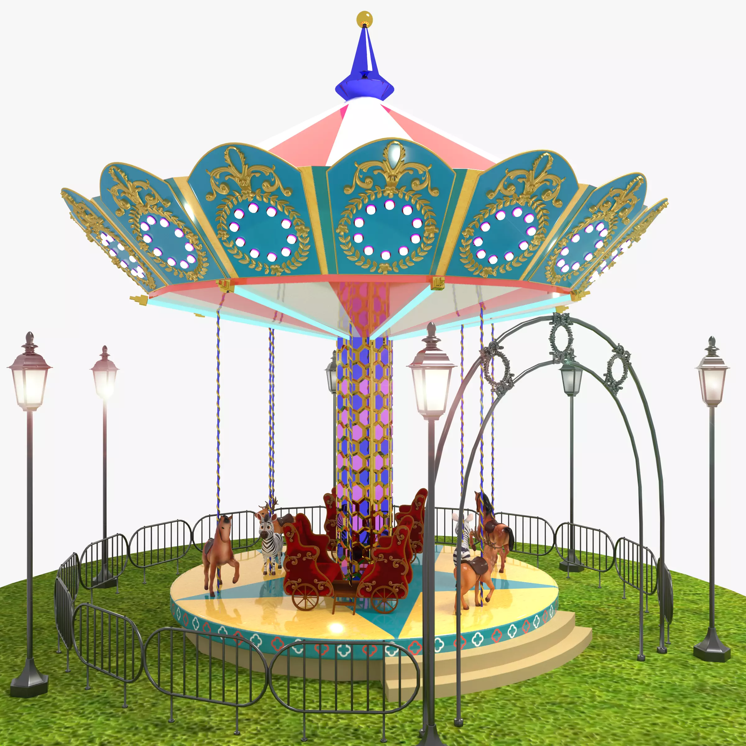 Carousel Ride Low-poly 3D model_10