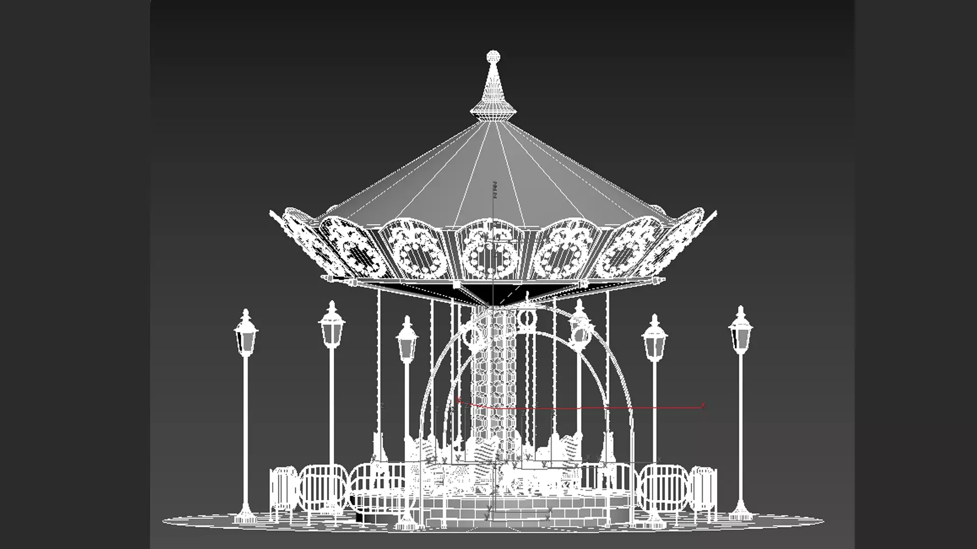 Carousel Ride Low-poly 3D model_21