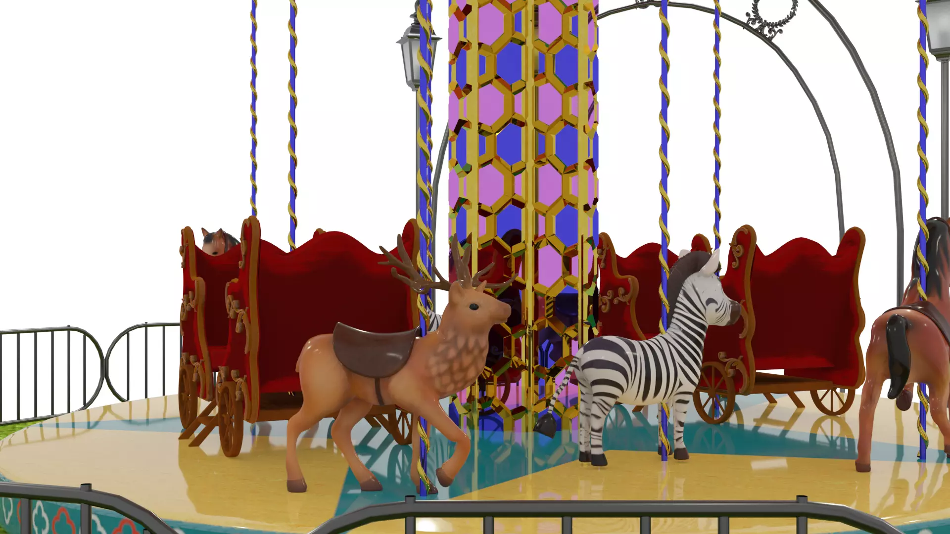 Carousel Ride Low-poly 3D model_2