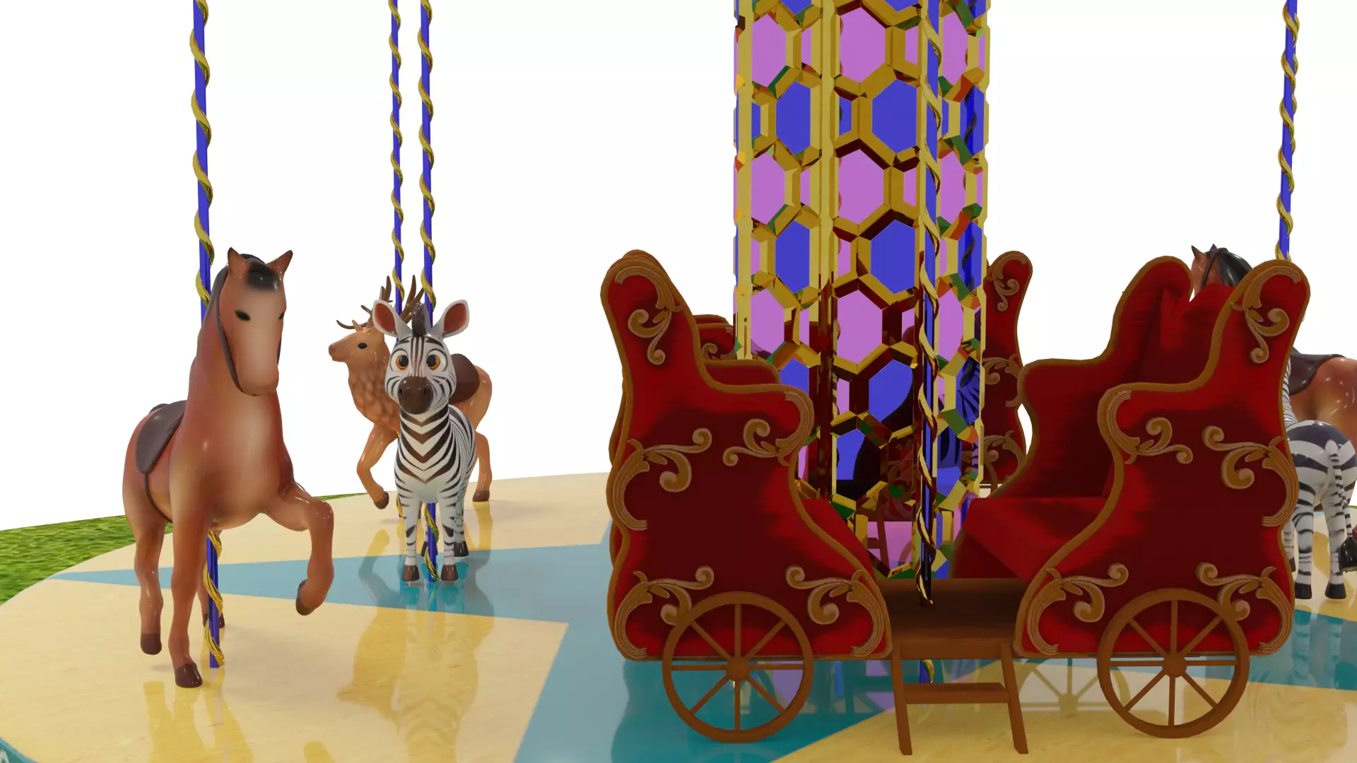 Carousel Ride Low-poly 3D model_3