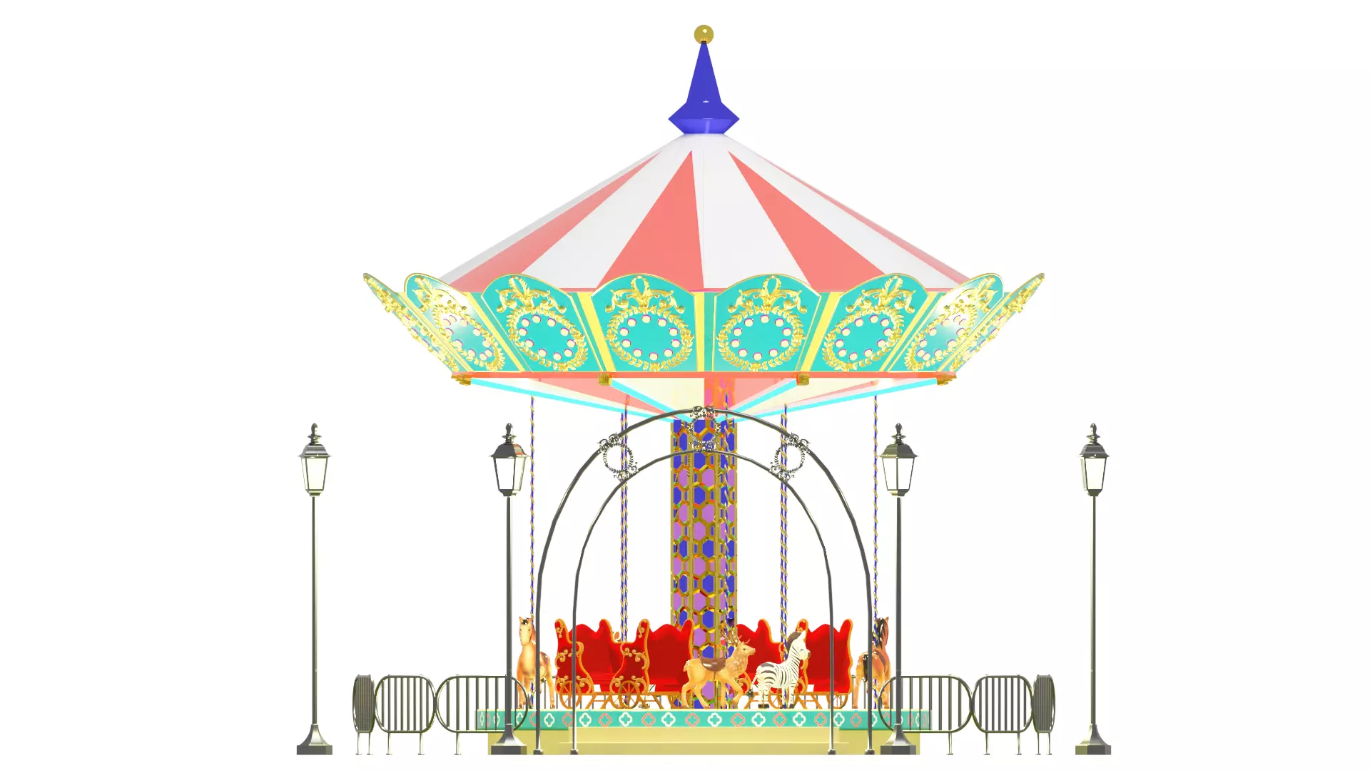 Carousel Ride Low-poly 3D model_0