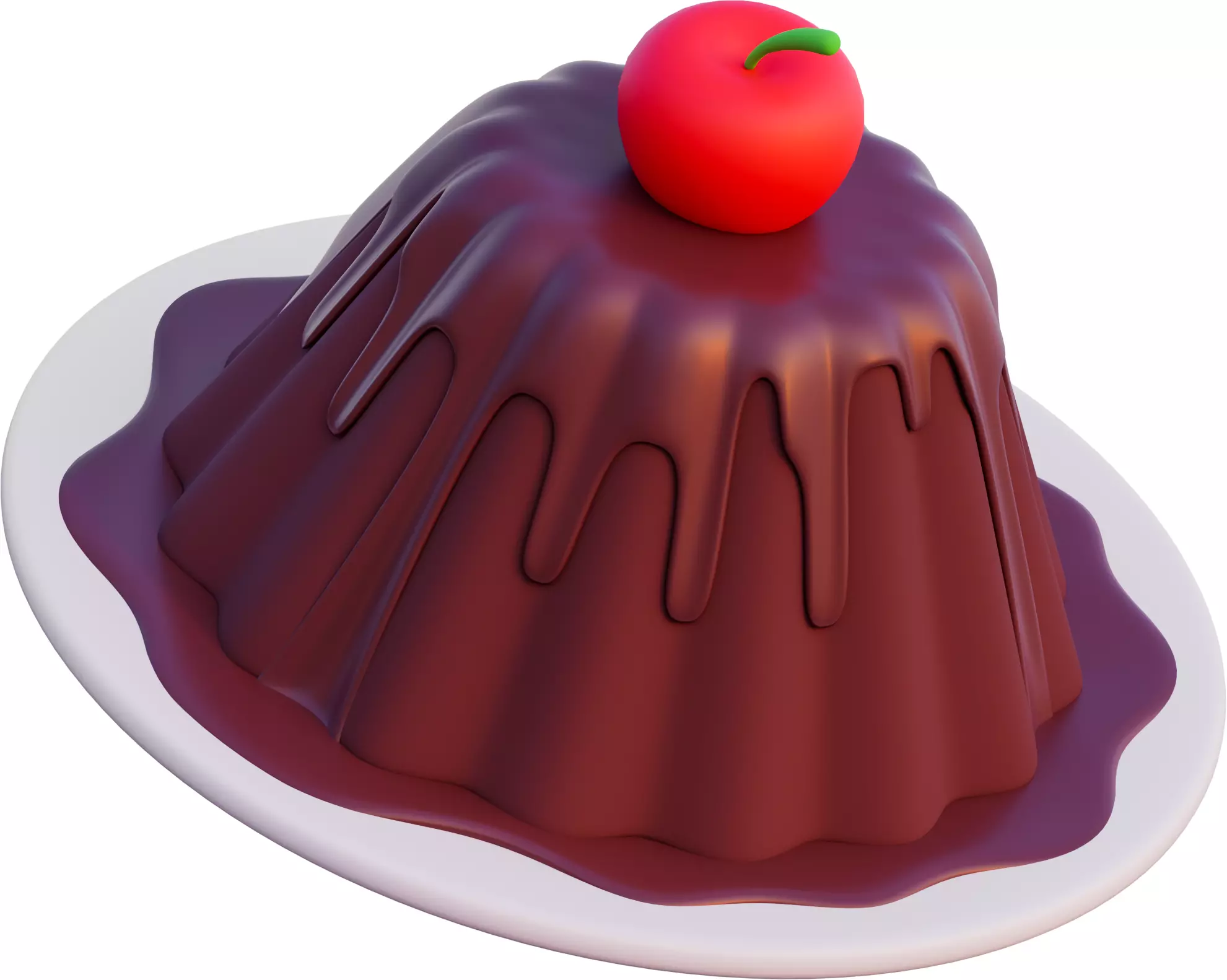 Low Poly Chocolate Pudding 3D model_1