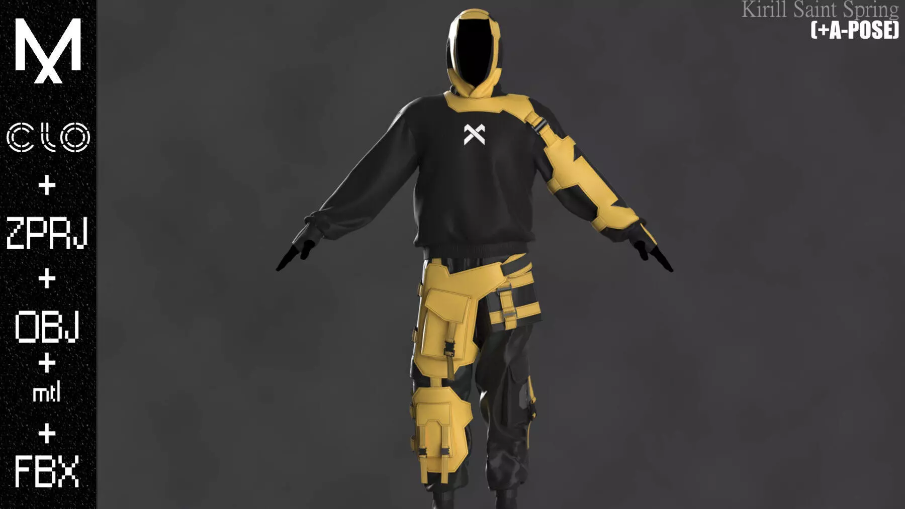 CyberPunk Outfit Male Marvelous designer Clo3d OBJ mtl FBX ZPRJ 3D model_4