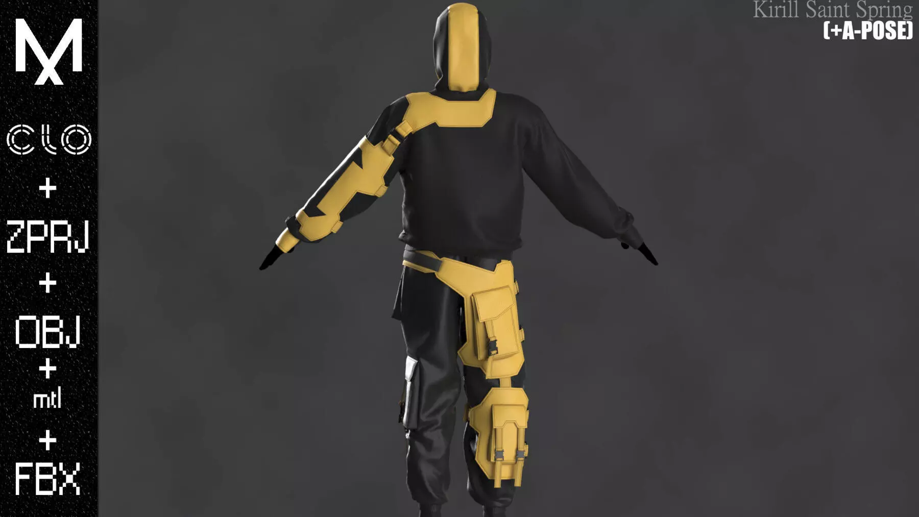 CyberPunk Outfit Male Marvelous designer Clo3d OBJ mtl FBX ZPRJ 3D model_6