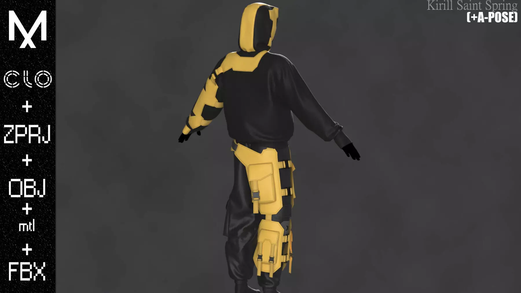 CyberPunk Outfit Male Marvelous designer Clo3d OBJ mtl FBX ZPRJ 3D model_7