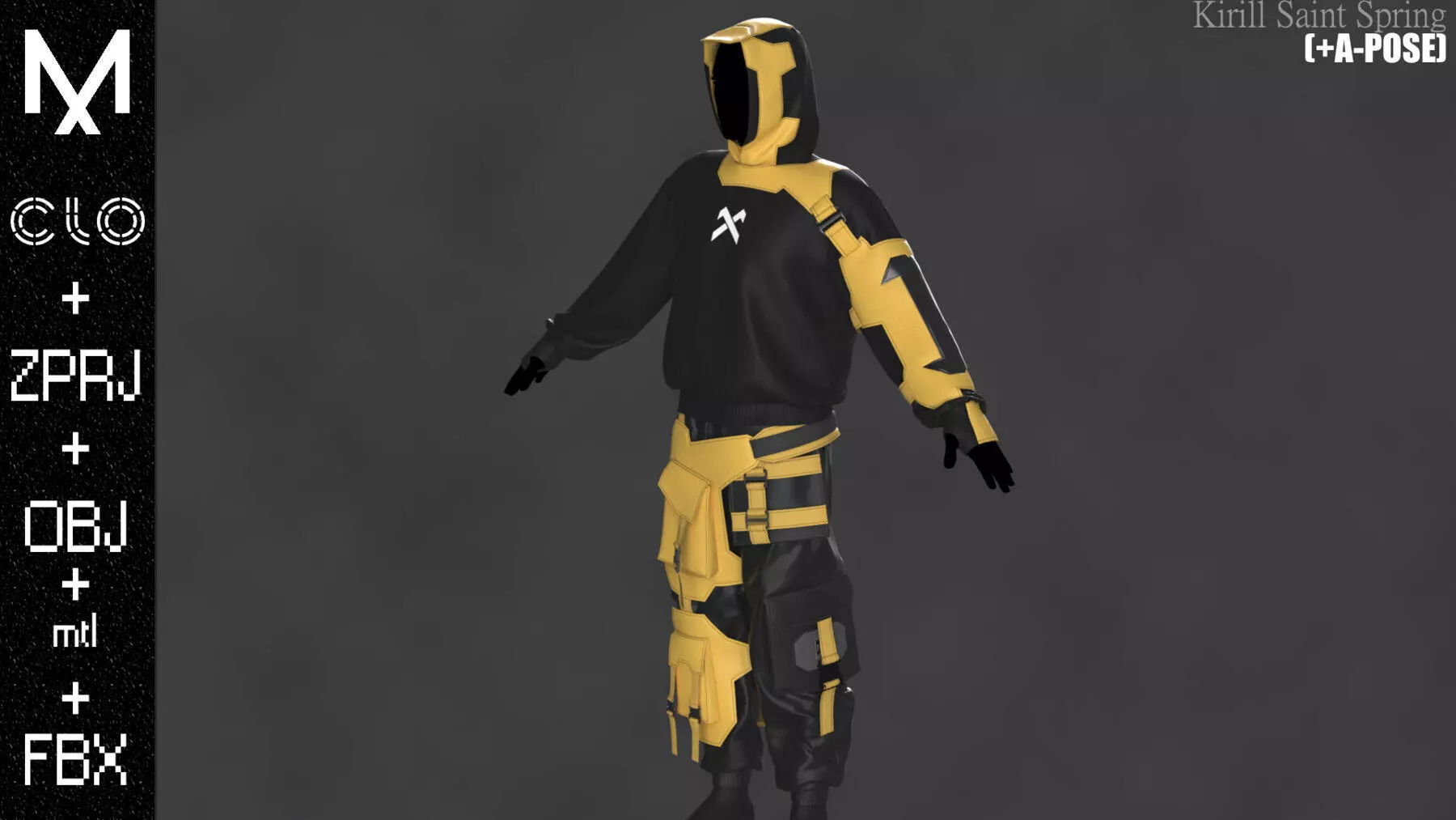 CyberPunk Outfit Male Marvelous designer Clo3d OBJ mtl FBX ZPRJ 3D model_3
