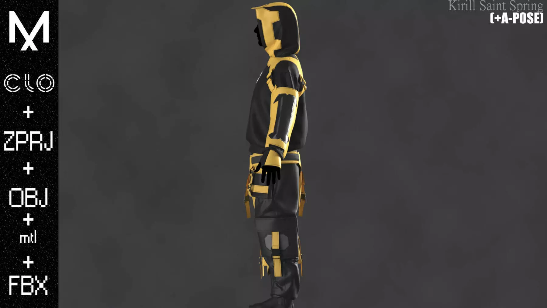 CyberPunk Outfit Male Marvelous designer Clo3d OBJ mtl FBX ZPRJ 3D model_5