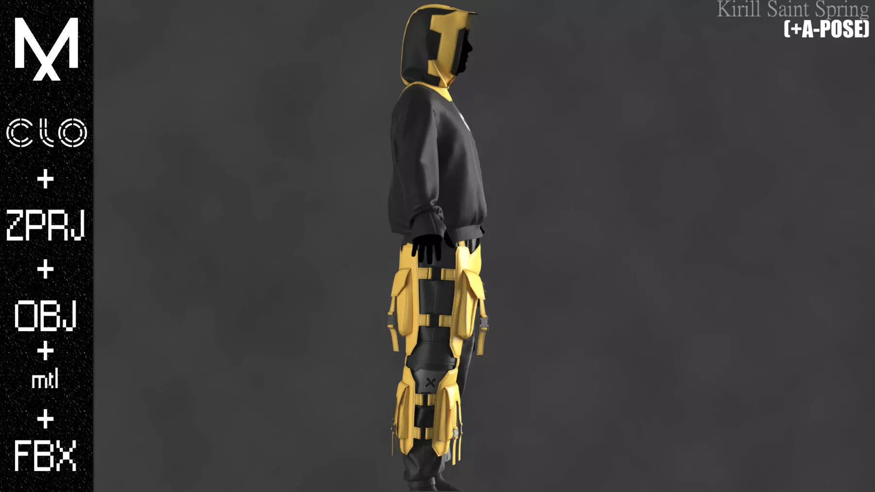 CyberPunk Outfit Male Marvelous designer Clo3d OBJ mtl FBX ZPRJ 3D model_8
